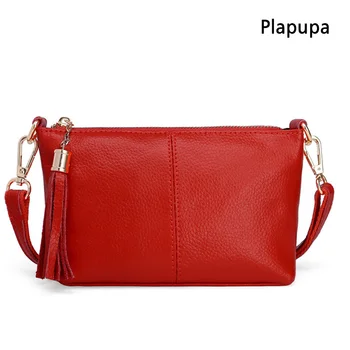 

Women's Solid Candy Color Genuine Leather Shoulder Bag Female Stitching Patchwork Handbag Phone Bag