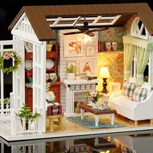 Кукольный дом Миниатюрный DIY кукольный домик с деревянная мебель для дома игрушки для детей подарок счастливые времена Z008