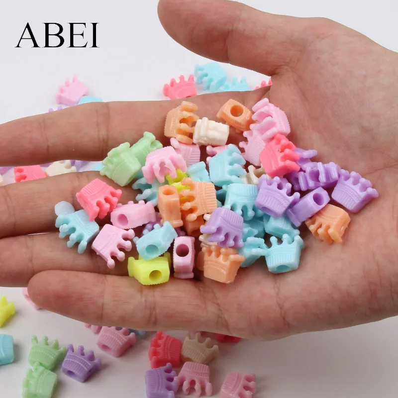 100pcs Multicolor Crown Bead For DIY Crafts Jewelry Finding Cartoon Resin Loose beads