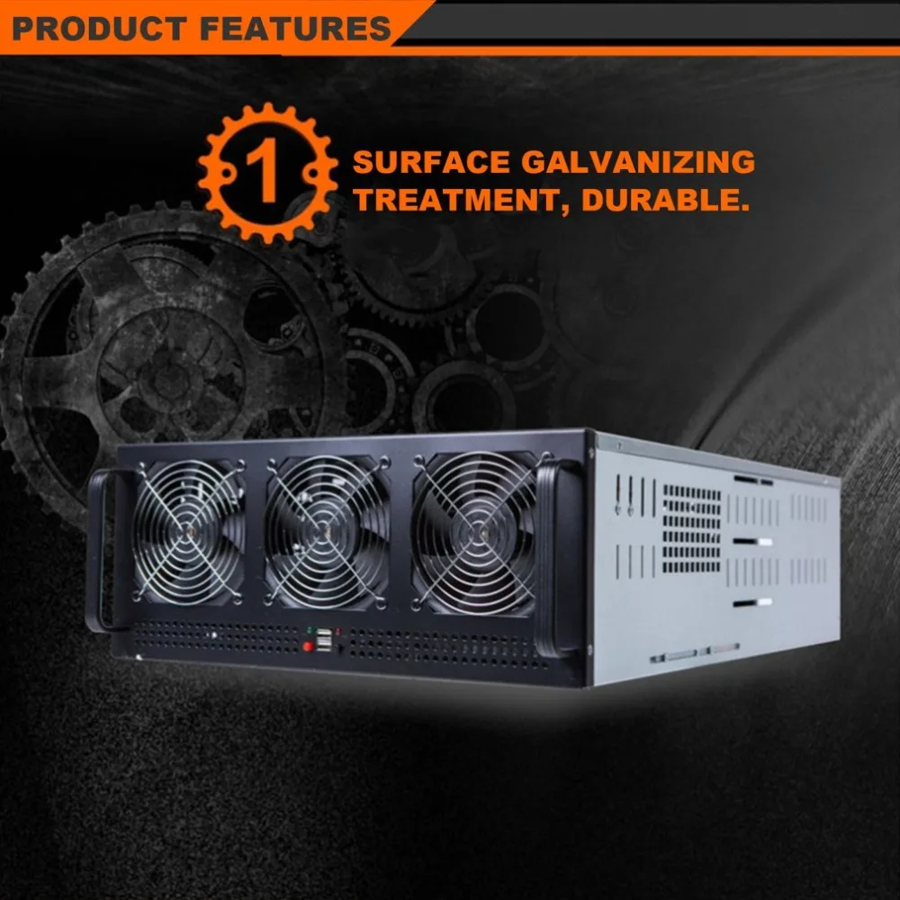 4U Mining Case Frame Fit For 6/8 Graphics Card Steel Open Air Mining Server Chassis With 6 Fans For ETH/BTC/LTC/ETC Mining 4U Mining Case Frame Fit For 6/8 Graphics Card Steel Open Air Mining Server Chassis With 6 Fans For ETH/BTC/LTC/ETC Mining