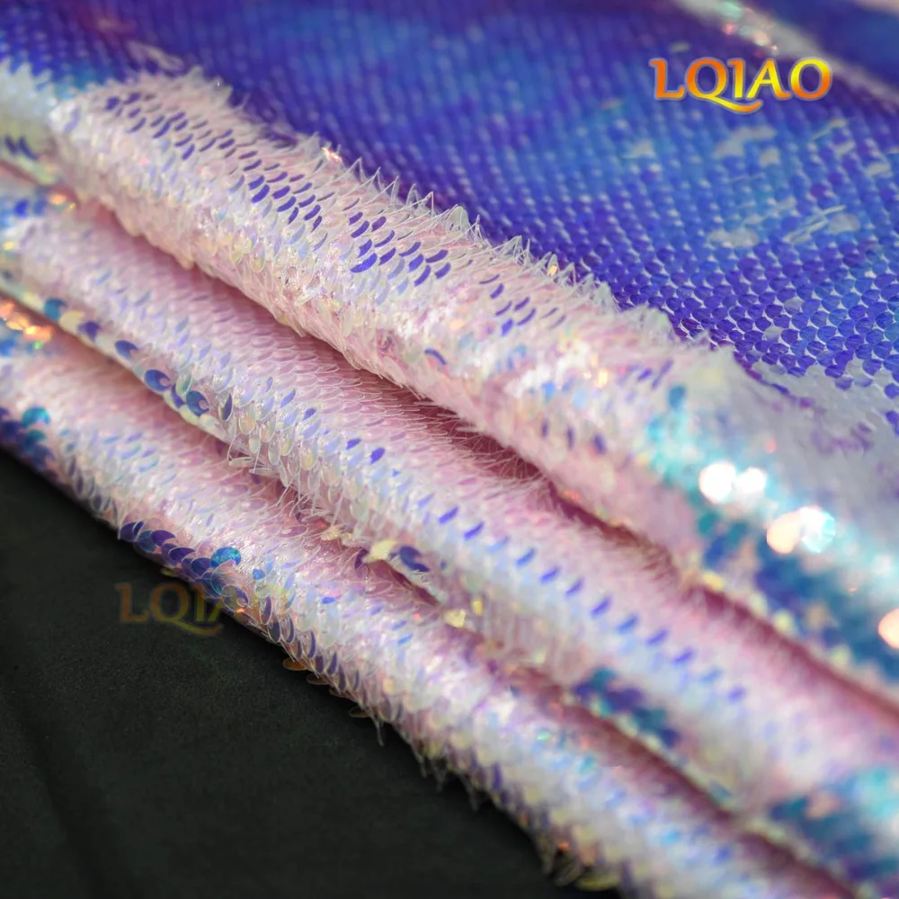 Transparent Iridescent Reversible sequin fabric 04