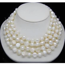 Jxryxrth модный речной жемчуг отличный 9-10 мм белый цвет культивированный неровный жемчуг ожерелье 48''