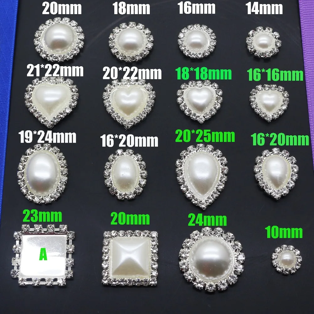 Hot Sale 10pcs no scratch White Pearl Rhinestone Button Flatback Invitation decoration Flower Center Craft Supplies For Optional 2