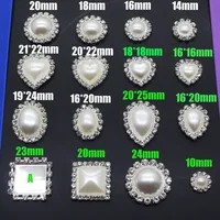 Hot Sale 10pcs no scratch White Pearl Rhinestone Button Flatback Invitation decoration Flower Center Craft Supplies For Optional 2