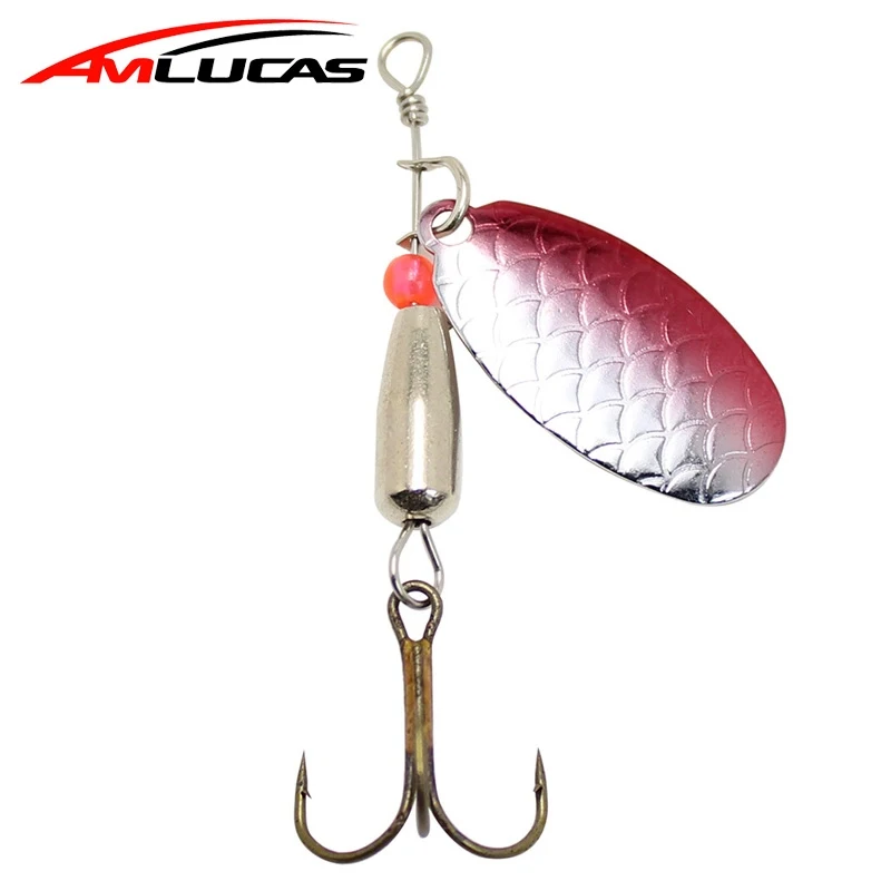Amlucas سبينر الطعم 6 سنتيمتر 4.1g ملعقة معدنية الصيد إغراء الاصطناعي الكارب Pesca الطعم مع خطاف ثلاثي السلور شحن مجاني WW155