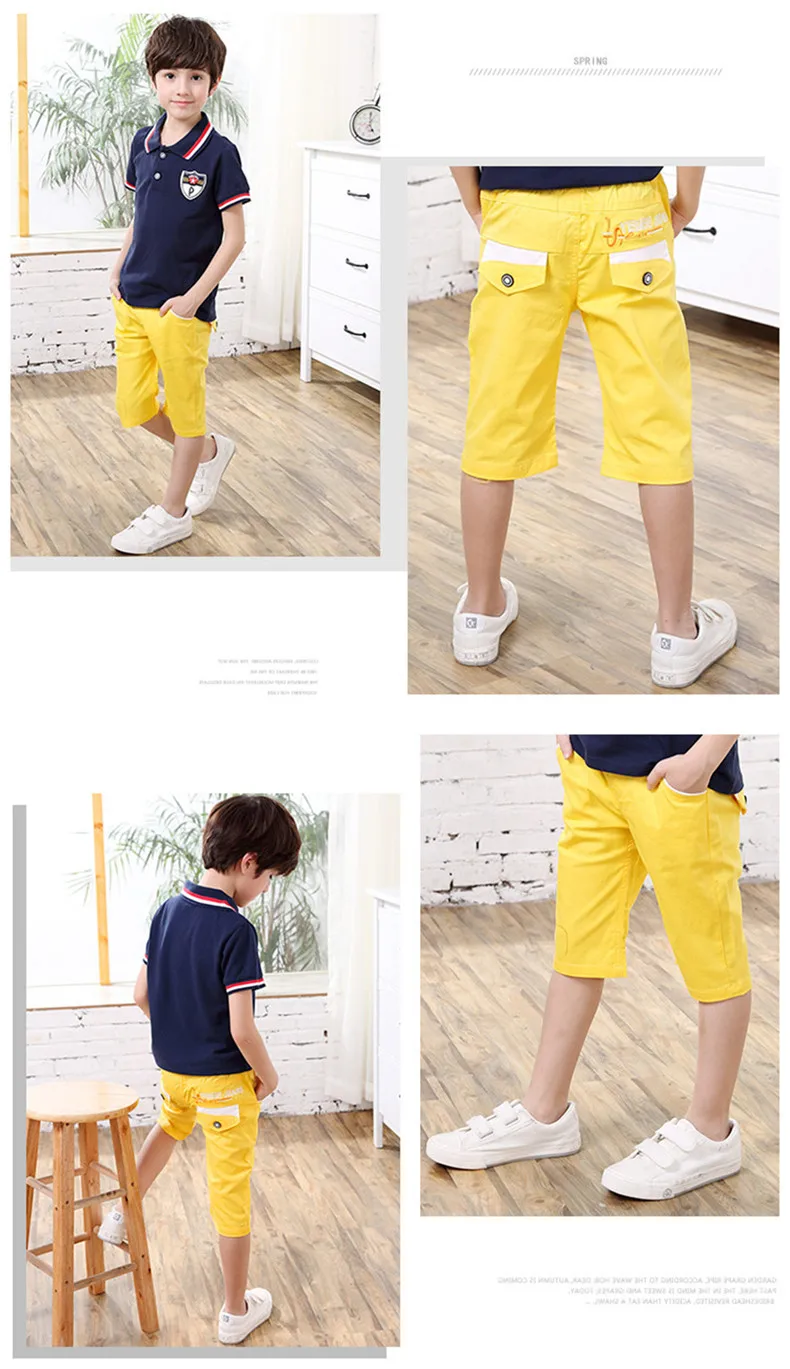 3-10 y summer clothes kids boys pants knee length pants for the boy casual children trousers solid color boys clothes (17)