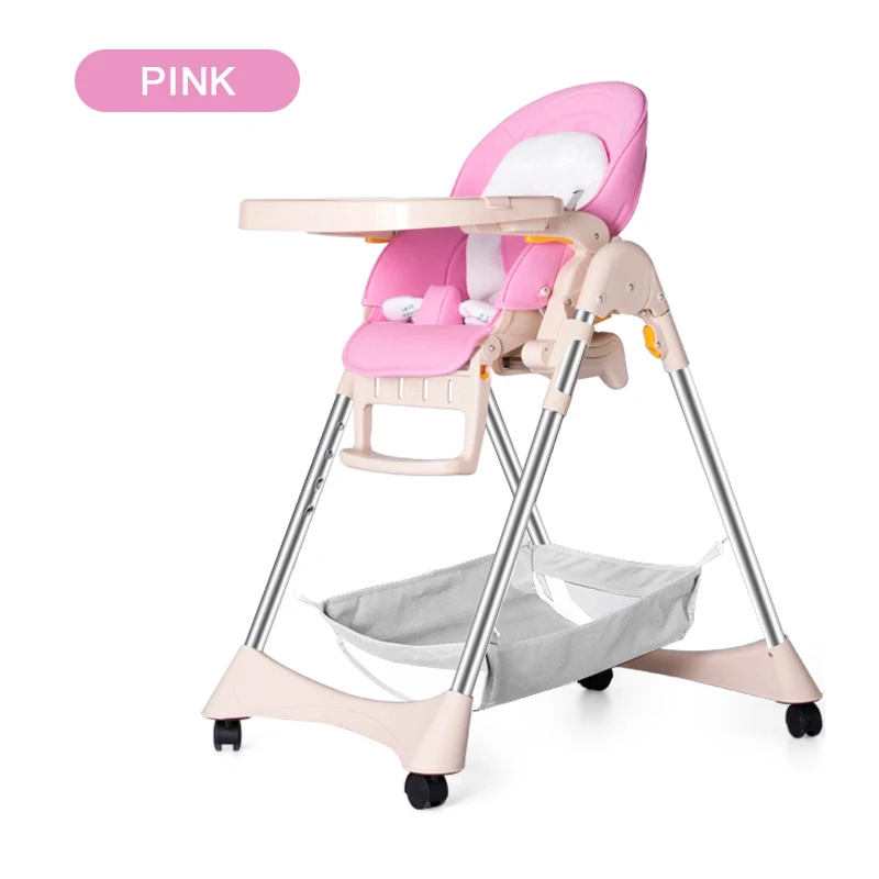 Многофункциональные детские подставка для мисок для животных стул Портативный складной может сидеть лежа стабильная безопасность Поддержка детский высокий стульчик ужин обед - Цвет: pink