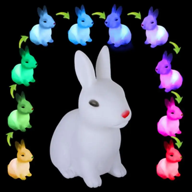 

7Colors Changing Lovely Rabbit LED Night Lamp Light Room Christmas Gift