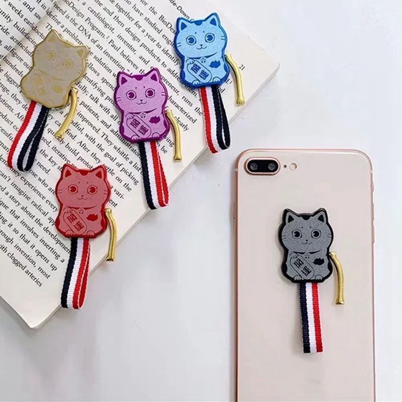  Nette Cartoon Glückliche Katze Metall Persönlichkeit Nette Aufkleber Halterung Handy Aufkleber Für 