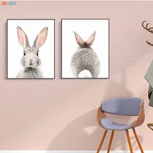 Minimalist Bunny Rabbit Canvas Painting Print Poster Nursery Wall Art Wall Pictures for Living Room Kids Room Decor