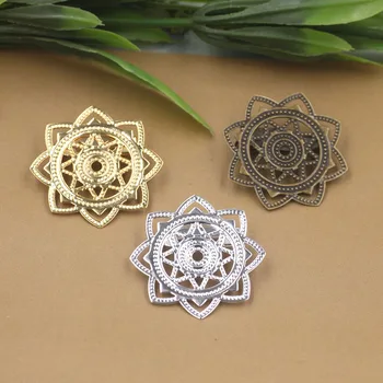 

Retro Brooch Bases Pin Back 30mm Filigree Circle Flower Brooches Pins Settings Blanks Findings DIY Jewelry Making Multi-color