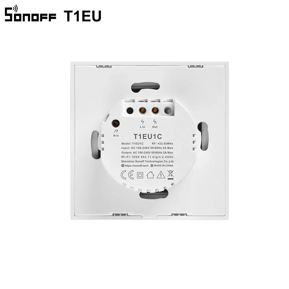 SONOFF T1EU Wifi Smart Switch Touch Screen Remote ON/OFF 1/2/3 Gang 433Mhz RF/Voice/APP/Touch Control 86 Type Smart Home TX