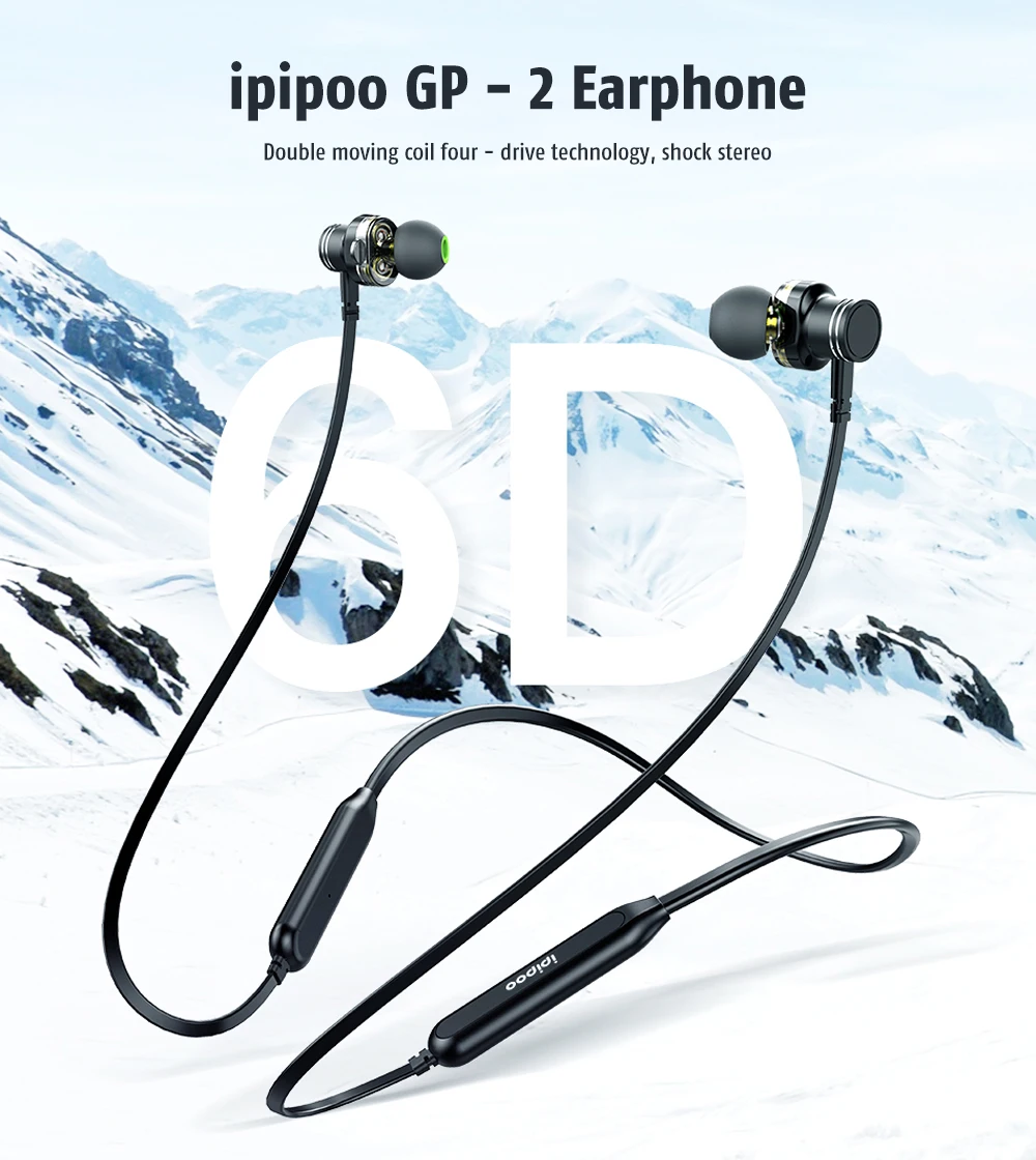 Оригинальные ipipoo GP-2 Quad Drive беспроводные наушники Bluetooth 4,2 наушники спортивные 6 мм приводной блок с микрофоном для бега