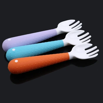 

Creative Baby Utensil Spoon Fork Set Travel Safe Case Toddler Babies Children Feeding Training Spoon Easy Grip Heat-resistant