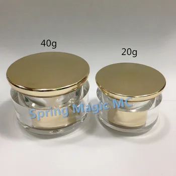 

50PCS 40g Acrylic Gold Cream Jars Empty cosmetic container plastic Cream Jar Eye cream/Essence/Mask jar cosmetic packaging