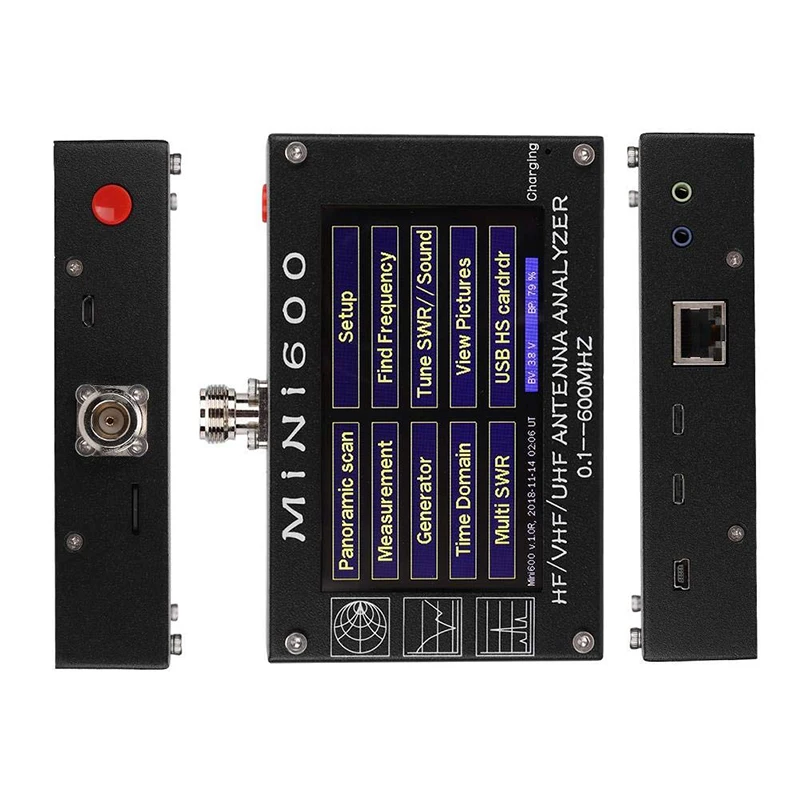 Lusya 4.3 inch LCD Mini600 HF VHF UHF Antenna Analyzer 0.1-600MHz SWR Meter 1.0-1999 5V1.5A For Radio C6-007 (6)