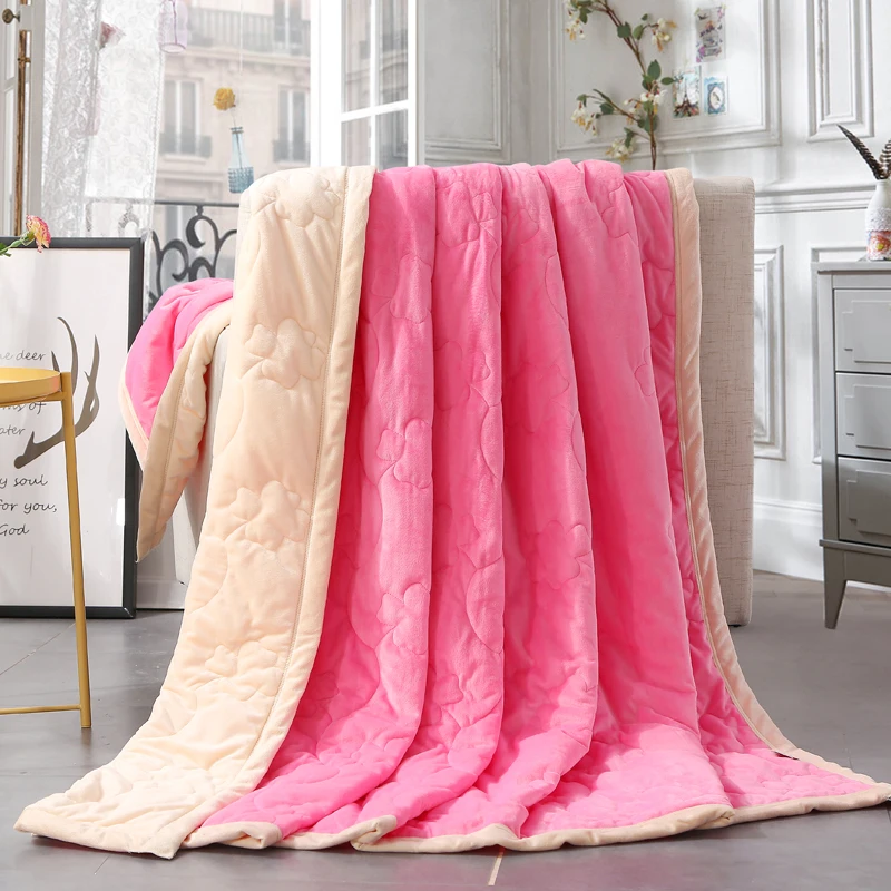 

Modern Style Is Pink And Solid Quilted Three Layers With Cotton Quilting Home Textile Air/Sofa/Bedding Throws Flannel Blanket