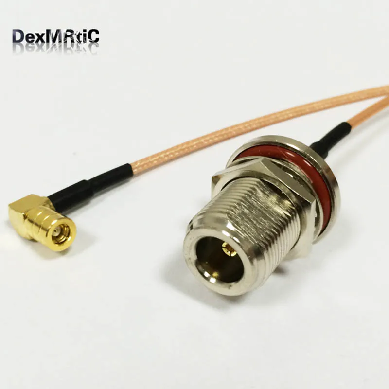 

N type female bulkhead to SMB female plug right angle RF cable RG316 15cm for wireless router wholesale NEW