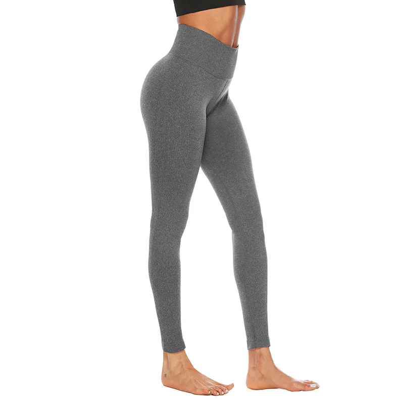 

Black Grey Cotton Leggings Women High Waist Seamless Leggings High Quality Stretch Slim Pencil Sport Jogger Leggins Female