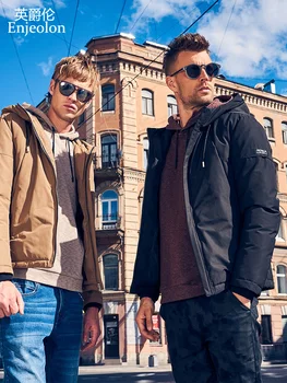 

Enjeolon Brand new winter Cotton Padded hooded Jacket Men thick hoodies Parka coat male Quilted winter jacket Coat 3XL MF0731