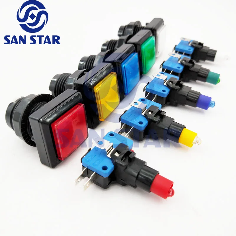 

Free Shipping 10pcs of Square 32x32mm Illuminated Push Button with Microswitches Game Machine Accessory