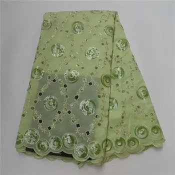 

2018 African High Quality Embroidered Lace Fabrics With Sequins French Organza Lace Fabric 5 yards For Wedding dress LP30