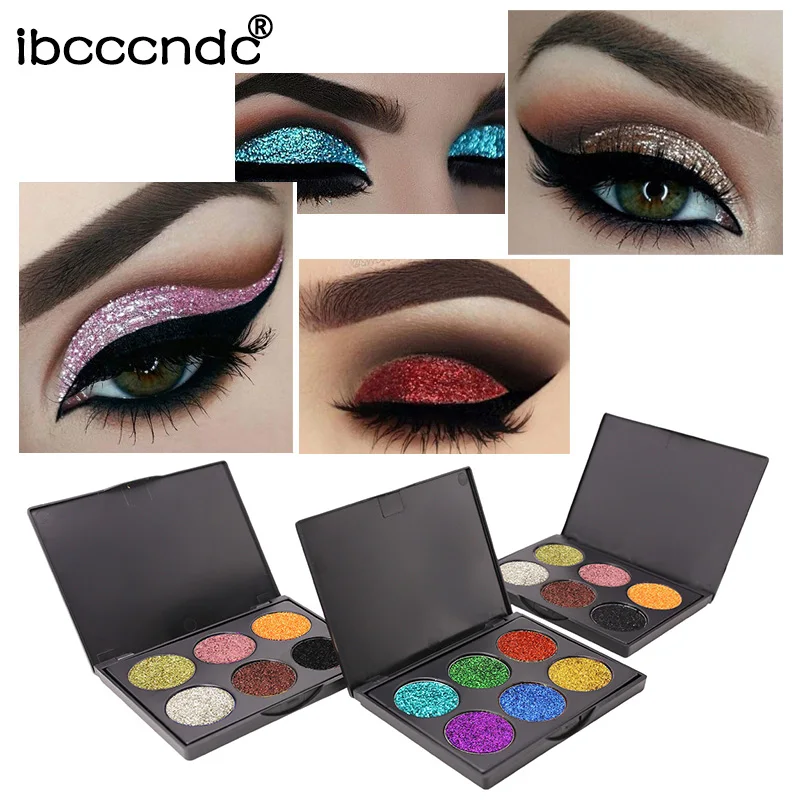 Fashion 6 Colors Diamond Sequins Eyeshadow Palete Glitters High gloss