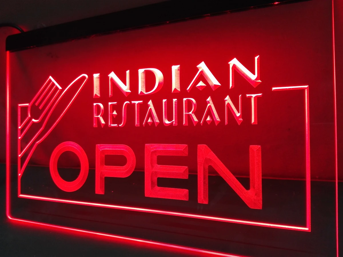 Indian Restaurant OPEN Food Cafe LED Neon Light Sign home decor crafts