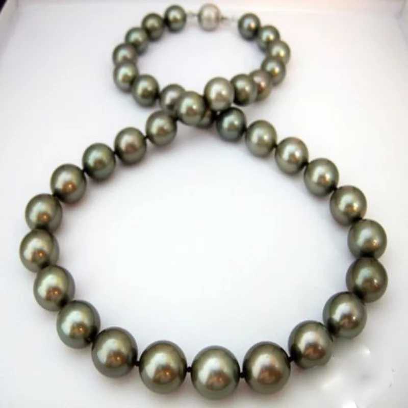 

New Tahitian Cultured Pearl 10mm Necklace 18" Top Grade NR