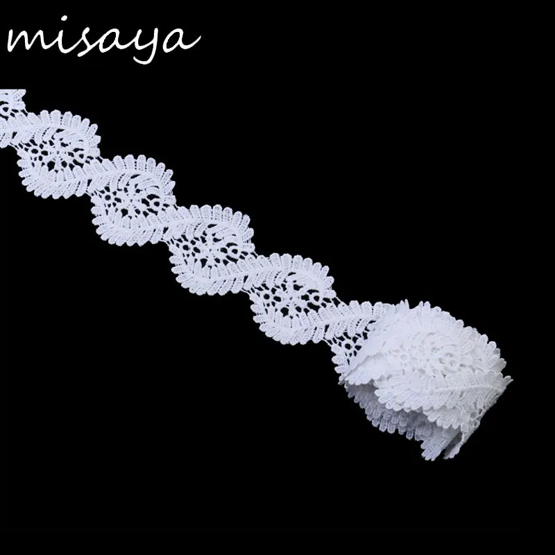 

Misaya 2Y Milk Silk Embroidered Lace Ribbon Sewing Applique Lace Trims Tape Wedding Party Decor Craft Width 5.6cm TMLS009