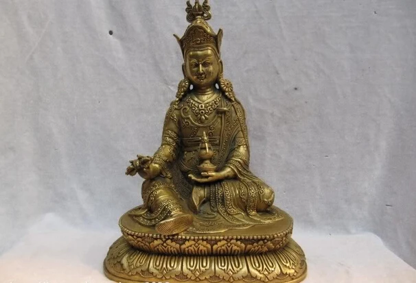 

Collectible bronze lion statue S0865 Tibet exquisite Brass Buddhism Folk Fane Padma Sambhava Buddha Statue (B0328)