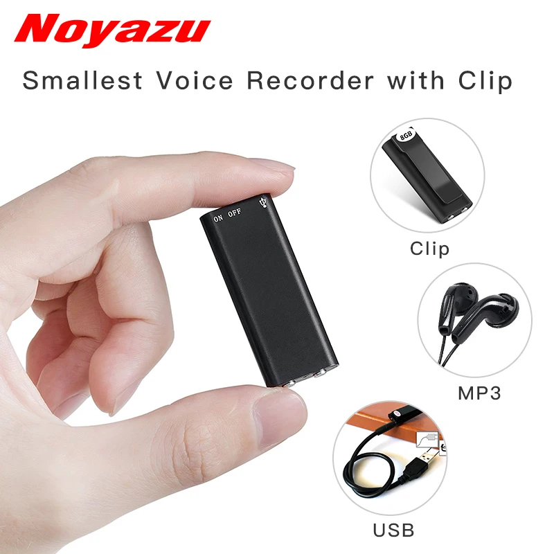 

Noyazu with Clip N17 Mini Professional Voice Recorder 8G Dictaphone Digital Audio Voice Recorder MP3 Player USB Flash Disk Drive