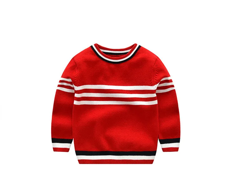 Свитер для маленьких мальчиков Одежда для девочек кардиган милый полосатый пуловер в стиле пэчворк хлопок высокое качество детский вязаный свитер - Цвет: Красный