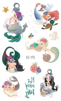 

Waterproof Temporary Tatoo Fake Tattoo Sticker Beautiful Mermaid Kids Flash Tatto Tatouage Temporaire For Girl Children