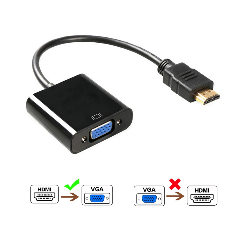 Tycipy HDMI to VGA Adapter Male to Female Gold-Plated Digital To Analog 1080P Video Audio Cable For PC Laptop Projector HDTV
