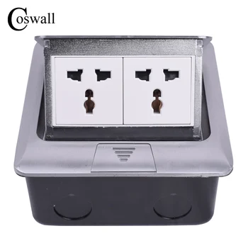 

Coswall All Aluminum Panel Universal 6 Hole Pop Up Floor Socket 2 Way Electrical Outlet Modular Combination Customized Available