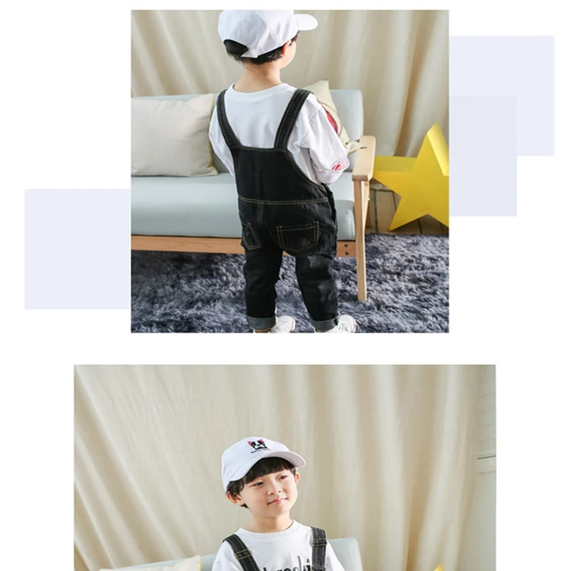 Baby Boys and childrens overalls jeans Pants clothes In the spring and autumn Stylish and simple Ripped jeans Pure color kids jeans Clothing (6)