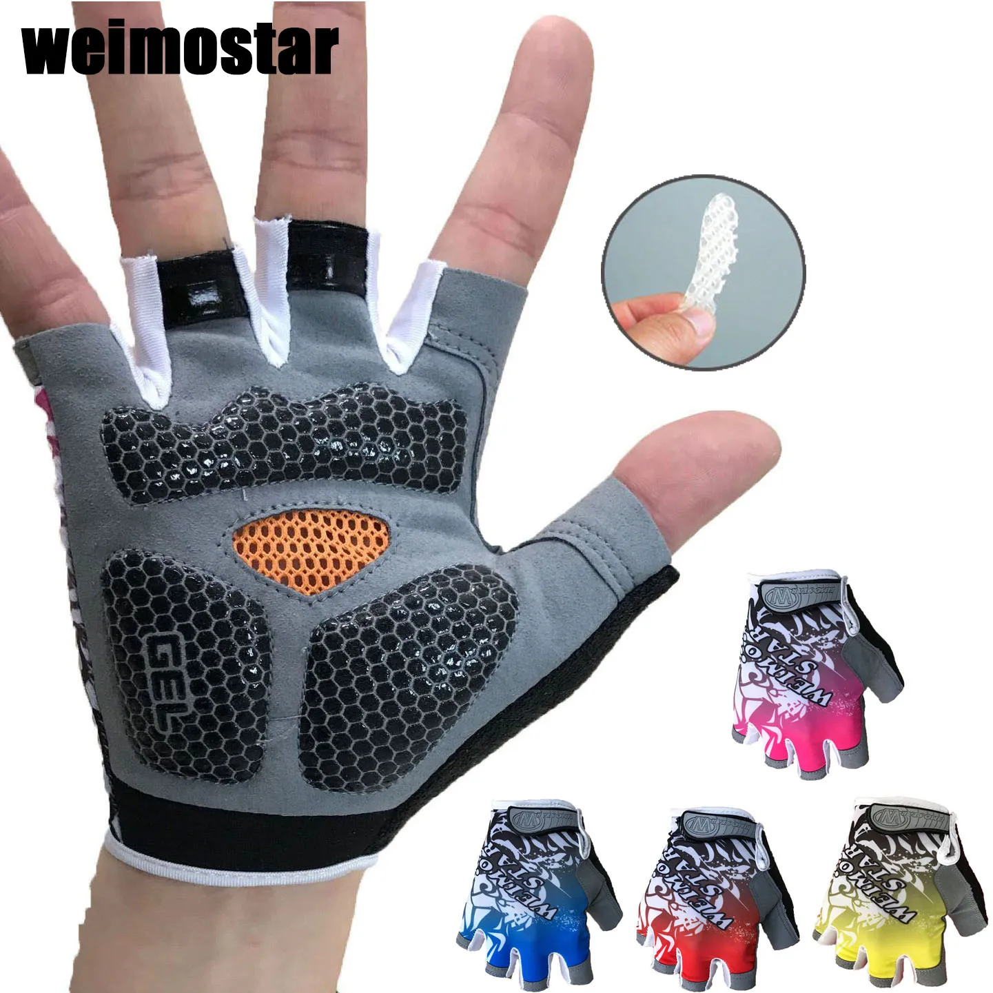 

TELEYI 3D GEL Pad Bright Green Sport Gloves With Reflective Half Finger MTB Bike Gloves Cycling Gloves Mountain Bicycle Gloves