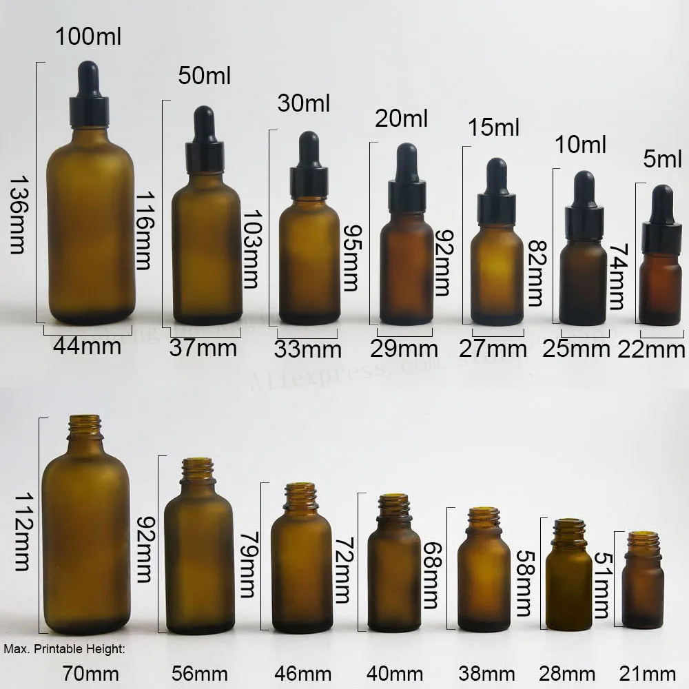 200x100 мл 50 мл 1 унций 2/3 унции 1/2 унции 1/3 унции Мороз Янтарное стекло бутылка для капельницы эфирного масла коричневое стекло Эфирные е жидкие