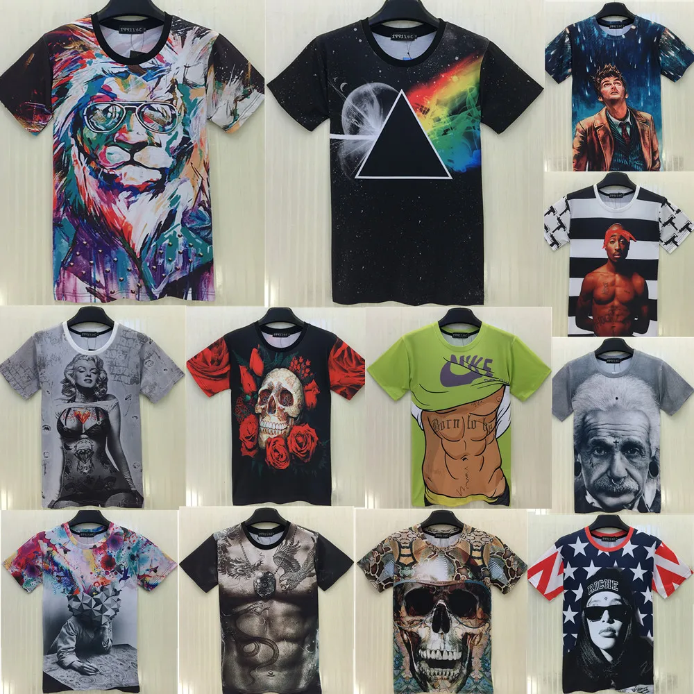 2015 Newest style 3d t shirt men tshirt both side print good quality ...