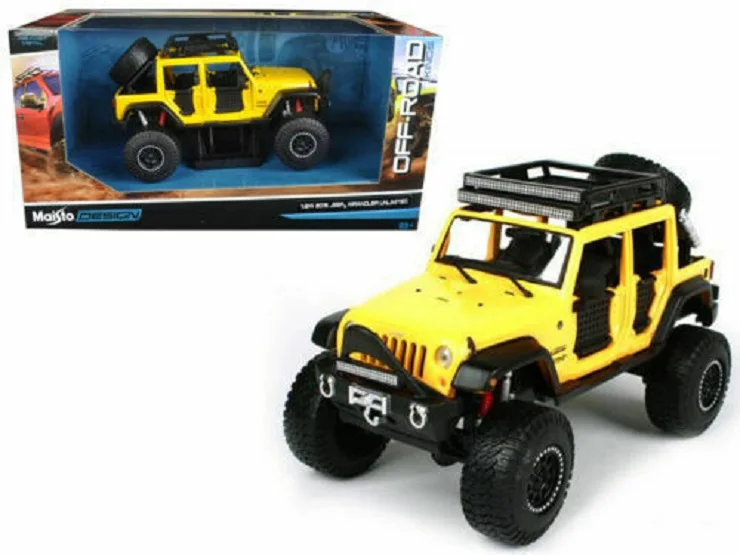 MAISTO 1:24 внедорожник KINGS JEEP WRANGLER неограниченное литье под давлением модель автомобиля - Цвет: Цвет: желтый