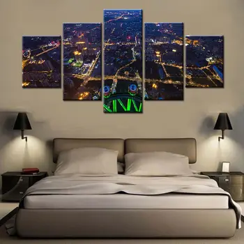 

Aerial View City Nightscape Landscape Artwork Canvas Paintings for Living Room Wall Decor Cityscape Poster Wall Art Canvas Print