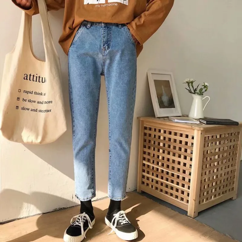 2019 New Denim Jeans For Women Harem Pants Washed Denim Pants Ankle Black Blue Pants Trousers Harem Mom Jeans Plus Size