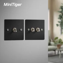 Minitiger 1/2/3 Gang 1 способ/2 Way 86 Тип дом в скандинавском стиле панель настенных розеток пористый кованого железа рычаг кожа переключатель