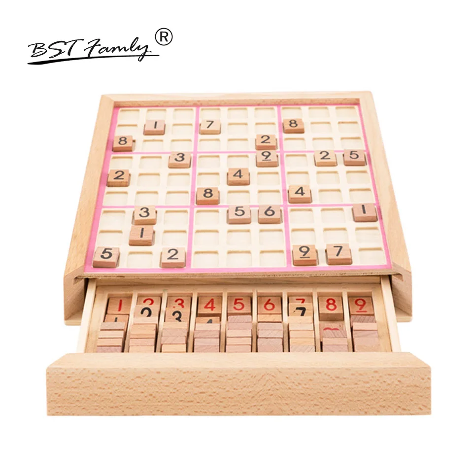 

Children Sudoku Chess Beech Wooden with Drawer 23.5*23.5*5cm 81Pcs/Set Table Puzzle Game Kids Toy Interesting Gift BSTFAMLY S03