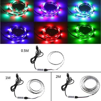 

5V 3528 RGB USB 30 LED/m Non Waterproof Flexible Strip Light TV Back Lighting Kit+3 Key RGB Controller