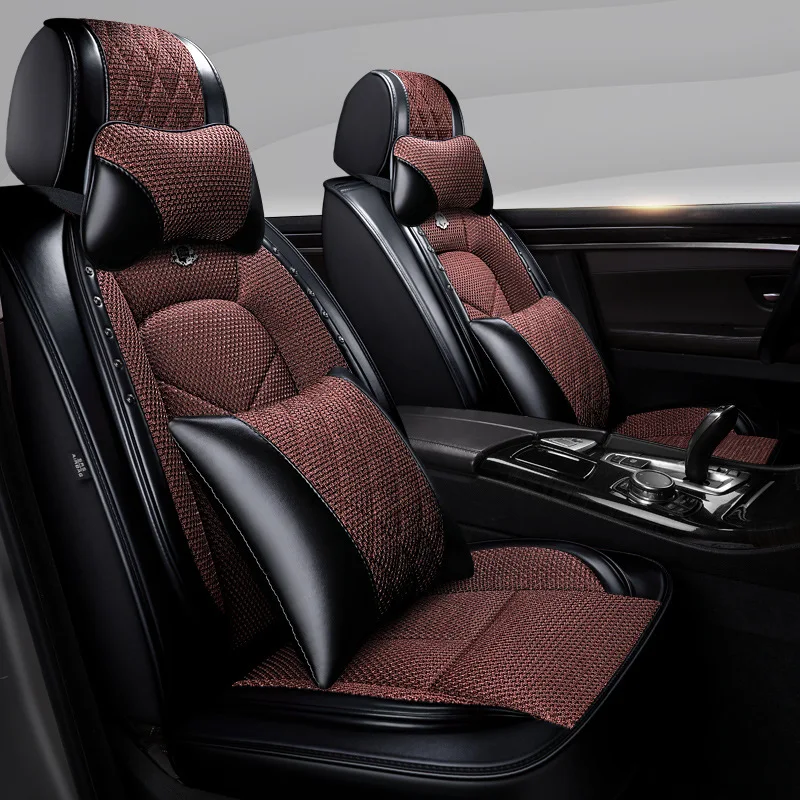 

KKYSYELVA 2019 New high-end 5-seat car ice silk front and rear pad protection pad for most market models