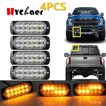 

4 PCS Car SUV Truck Ultra-thin 12LED Side Emergency Strobe Flashing Warning Light 12V 24V 36W High Power Red/Blue/Yellow/Orange