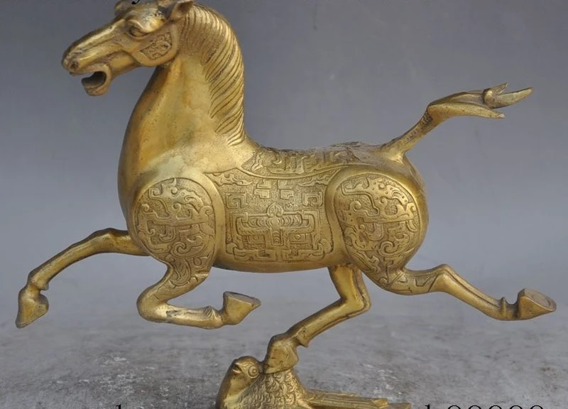 

10"Chinese FengShui Brass Animal Horse riding Chebi bird Swallows success Statue