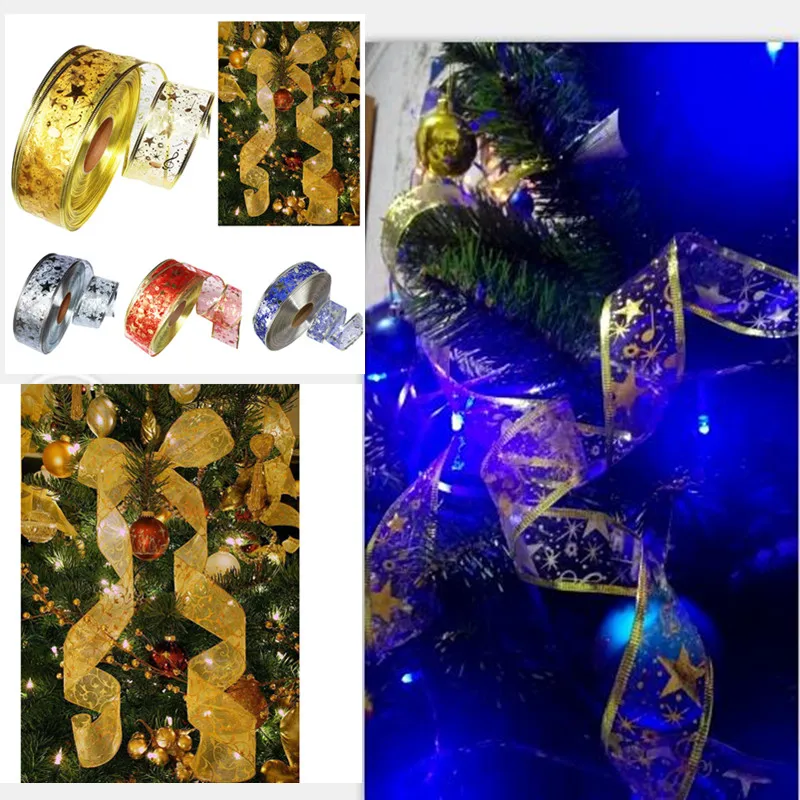 

200mm Wedding Party Xmas Tree Ribbons Ornaments Tinsel Hanging Decorations for 2019 Christmas tree Home Decor 1.6